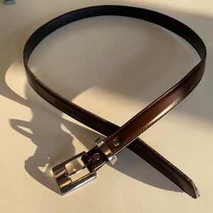 Generic brown skinny belt with “chrome” hardware